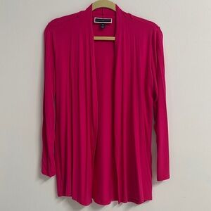Karen Scott Hot Pink Open Front Cardigan